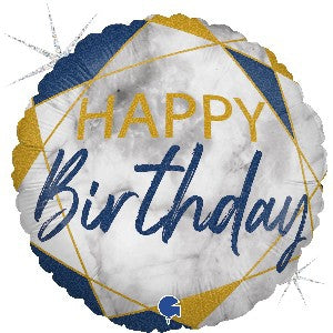 Foil Balloon - Happy Birthday Blue Marble
