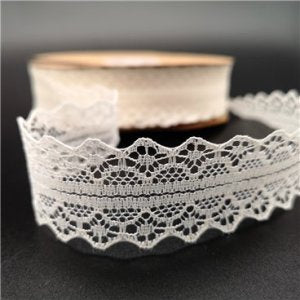 Ribbon - Lace Edge Cream 3cm p/m (35m)