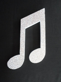 Poly Double Music Note 30cm Silver Glitter