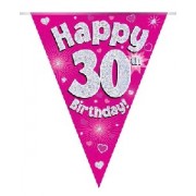 Bunting Happy 30 Birthday pink