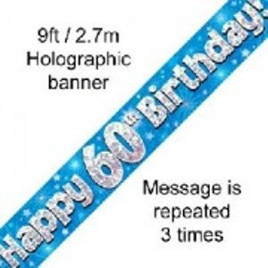Banner Happy 60th Birthday Blue