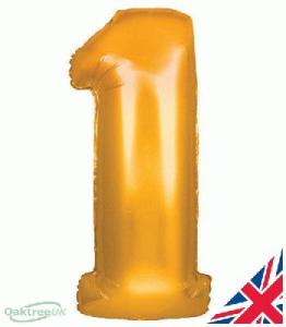 Foil Balloon Super Shape 1 Gold 34 inch