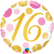 Foil Balloon Pink & Gold Dots 16
