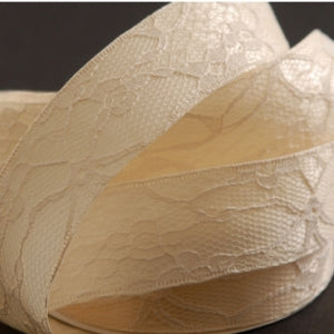 Ribbon - Lace Satin Cream 2.5cm x 9m