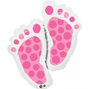 Foil Balloon Super Shape Baby Feet Pink 35in