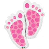 Foil Balloon Super Shape Baby Feet Pink 35in