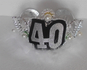 Tiara Silver with Fur &amp; Pearls 40th