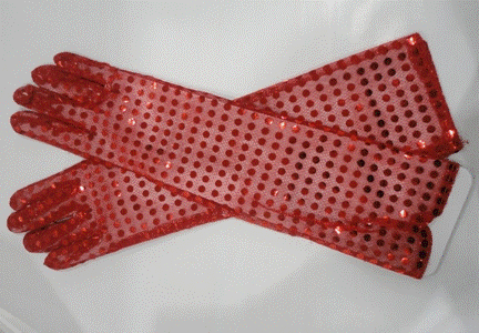 Gloves Red Long 40cm with Sequins