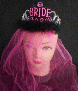 Tiara Bride to Be Pink with Fur &amp; Veil