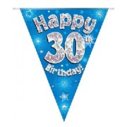 Bunting Happy 30 Birthday blue