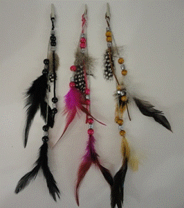 Hair Extension Clip with Feathers 33cm assorted
