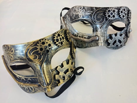 Steampunk Mask (18 x 9cm) Gold/Silver