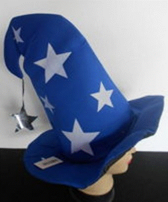 Wizard Hat Blue with Silver Stars