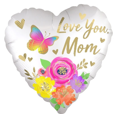 Foil Balloon Love You Mom Satin Floral