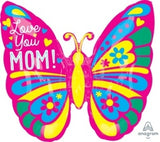 Foil Balloon Super Shape Love You Mom Butterfly Colour Blast