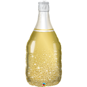 Foil Balloon Super Shape Golden Bubbly Wine Bottle 39 inch