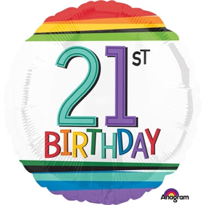 Foil Balloon Rainbow 21st Birthday