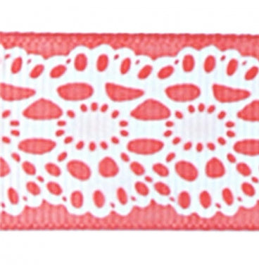 Ribbon - Lace Pattern Pink 2.5cm