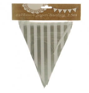 Bunting -Paper-Stripes Silver 2.5m