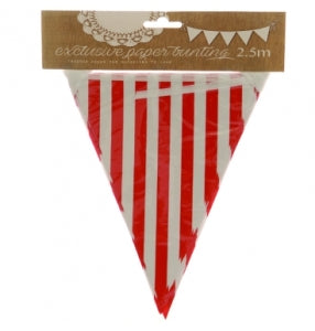 Bunting -Paper-Stripes Red 2.5m