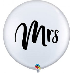 Latex Balloon White Mrs 91cm (36in
