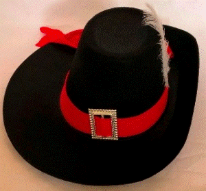 Musketeer Hat Black with Red Band