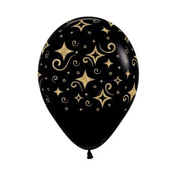 Balloon - Latex Gold Diamond Glitter on Black