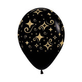Balloon - Latex Gold Diamond Glitter on Black