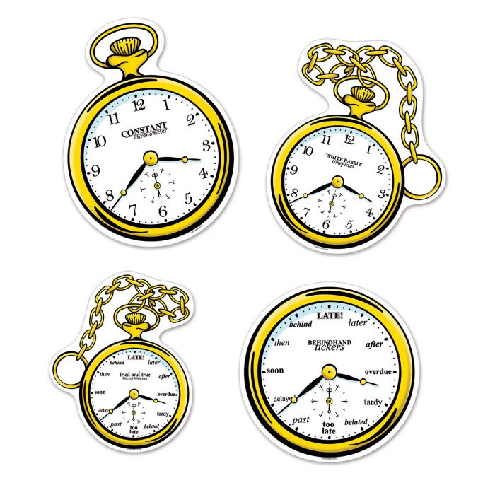 Mad Hatter Tea Party Cutouts Clocks (4)