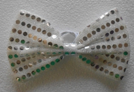 Bowtie - Sequin Silver 17cm