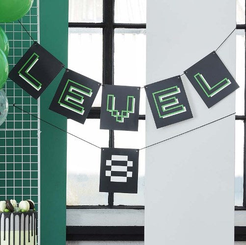 Game On Customisable Age Bunting Black/Green Level Up