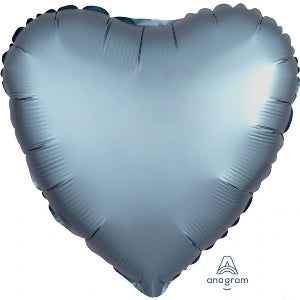 Foil Balloon Satin Luxe Steel Blue Heart