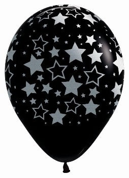 Balloon - Latex Bold Stars Metal Ink on Black